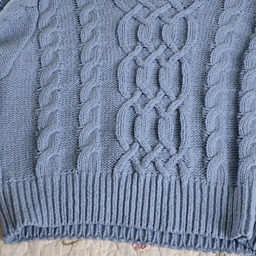 Elegant Sky Blue Cable Knit Sweater
